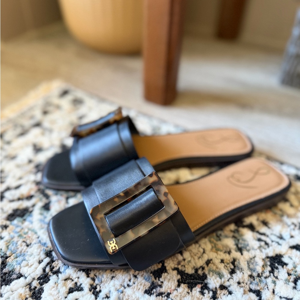 Sam Edelman Black Sandals with Tortoise Accent